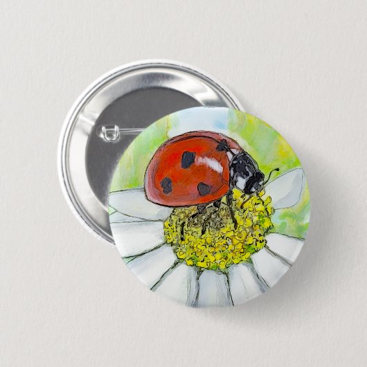 Lady Bug on A Daisy 缶バッジ (正面&裏面)