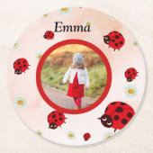 lady bug party photo ラウンドペーパーコースター (正面)
