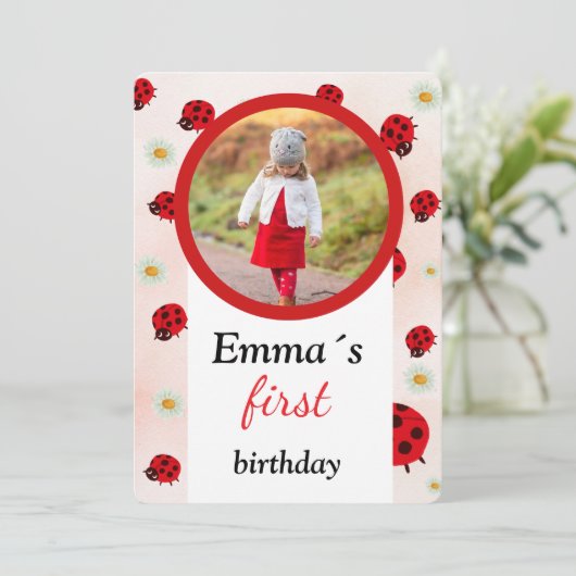 lady bug party photo 招待状 (スタンド正面)