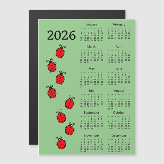 Lady Bugs 2026 Calendar Magnetic Card (正面/裏面)