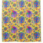 Lady Bugs Amongst the Flowers on a Midsummer Day シャワーカーテン (正面)