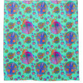 Lady Bugs Amongst the Flowers on a Winter Morning シャワーカーテン (正面)