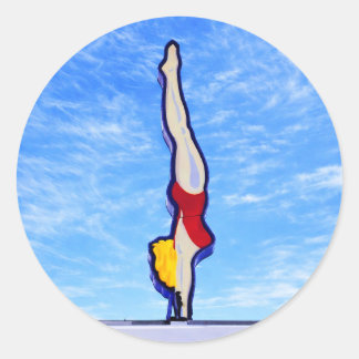 Lady Diver,  Red Bathing Suit, Vintage Neon Sign,  ラウンドシール