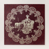 Lady drinks tea ジグソーパズル (縦)