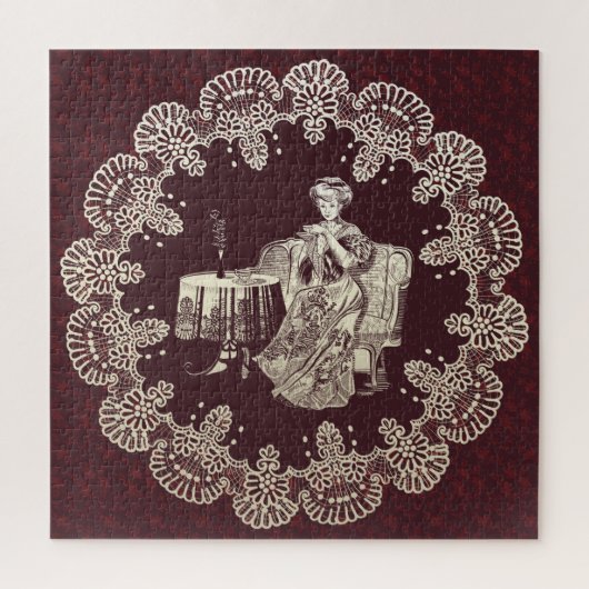 Lady drinks tea ジグソーパズル (縦)