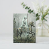 Lady Ghost on Abandoned Carousel Horse in Garden ポストカード (スタンド正面)