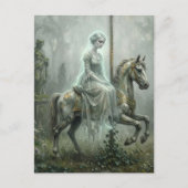 Lady Ghost on Abandoned Carousel Horse in Garden ポストカード (正面)