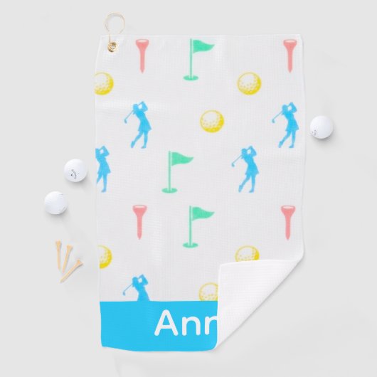 Lady Golfer Icon Pattern Personalized  ゴルフタオル (インサイチュ)