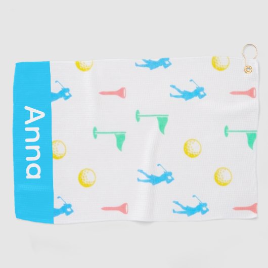 Lady Golfer Icon Pattern Personalized  ゴルフタオル (横)