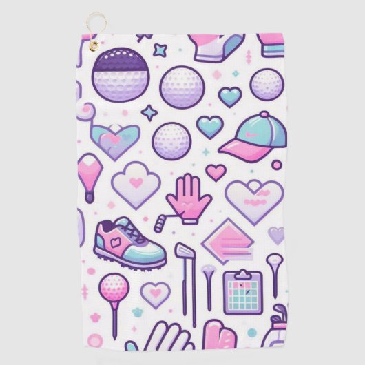 Lady Golfer Icon Pink  ゴルフタオル (正面)