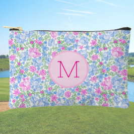 Lady Golfer Pink Blue Preppy Custom Initial Ladies アクセサリーポーチ