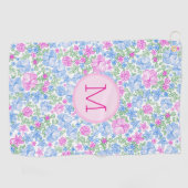 Lady Golfer Pink Blue Preppy Custom Initial Ladies ゴルフタオル (横)