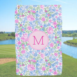 Lady Golfer Pink Blue Preppy Custom Initial Ladies ゴルフタオル