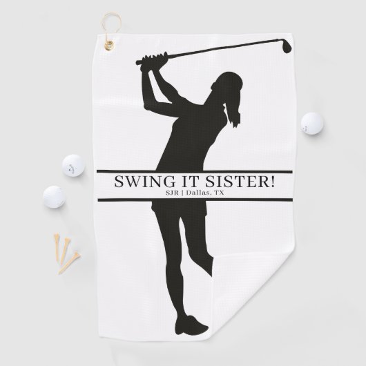 Lady Golfer Silhouette Personalized Monogram ゴルフタオル (インサイチュ)