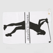 Lady Golfer Silhouette Personalized Monogram ゴルフタオル (横)