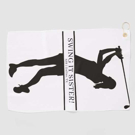 Lady Golfer Silhouette Personalized Monogram ゴルフタオル (横)