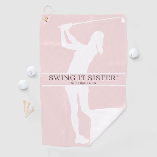 Lady Golfer Silhouette Personalized Monogram ゴルフタオル (インサイチュ)
