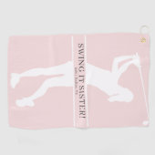 Lady Golfer Silhouette Personalized Monogram ゴルフタオル (横)