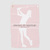 Lady Golfer Silhouette Personalized Monogram ゴルフタオル (正面)