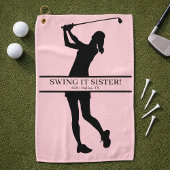 Lady Golfer Silhouette Personalized Monogram ゴルフタオル