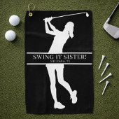 Lady Golfer Silhouette Personalized Monogram ゴルフタオル