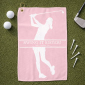 Lady Golfer Silhouette Personalized Monogram ゴルフタオル