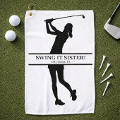 Lady Golfer Silhouette Personalized Monogram ゴルフタオル
