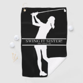 Lady Golfer Silhouette Personalized Monogram  ゴルフタオル (インサイチュ)