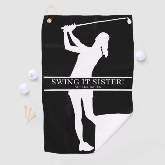 Lady Golfer Silhouette Personalized Monogram ゴルフタオル (インサイチュ)