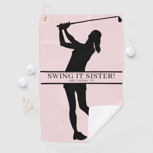 Lady Golfer Silhouette Personalized Monogram ゴルフタオル (インサイチュ)