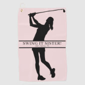 Lady Golfer Silhouette Personalized Monogram ゴルフタオル (正面)