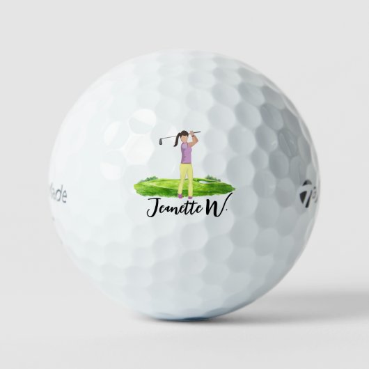 Lady Golfer Watercolor Design | Golf Event ゴルフボール (正面)