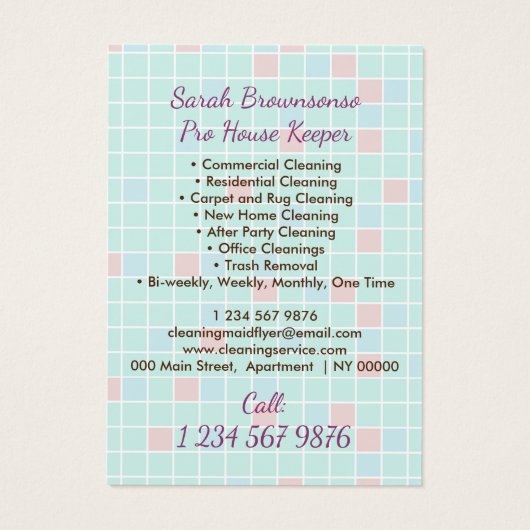 Lady HouseKeeper Janitorial Cleaning Display Cards (裏面)