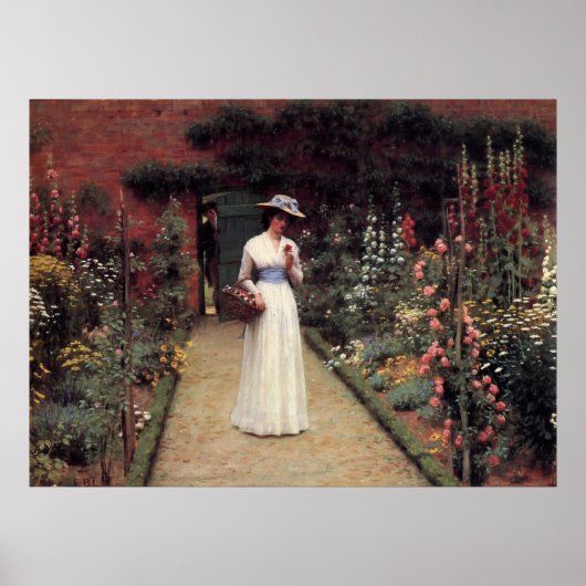 Lady in a Garden - Edmund Blair Leighton ポスター (正面)
