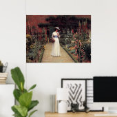 Lady in a Garden - Edmund Blair Leighton ポスター (ホームオフィス)