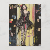 Lady in Black and White Fashion Collage ポストカード (正面)