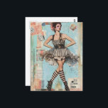 Lady in Black and White Fashion Dress Collage ポストカード<br><div class="desc">Digital art by Angelandspot  © 2025</div>