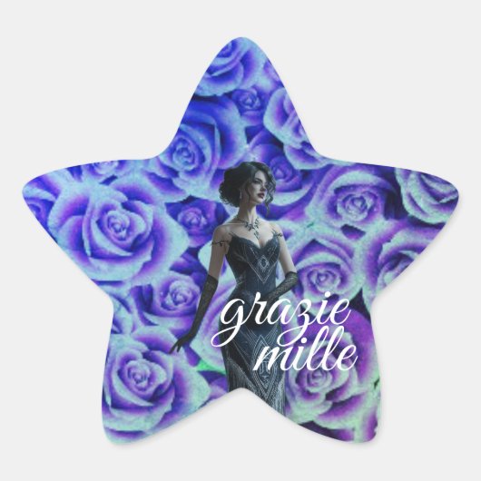 Lady in Black Sticker for any item surface.  星シール (正面)