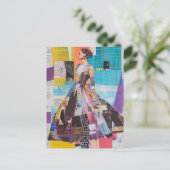 Lady in Fashion Mixed Media Collage ポストカード (スタンド正面)