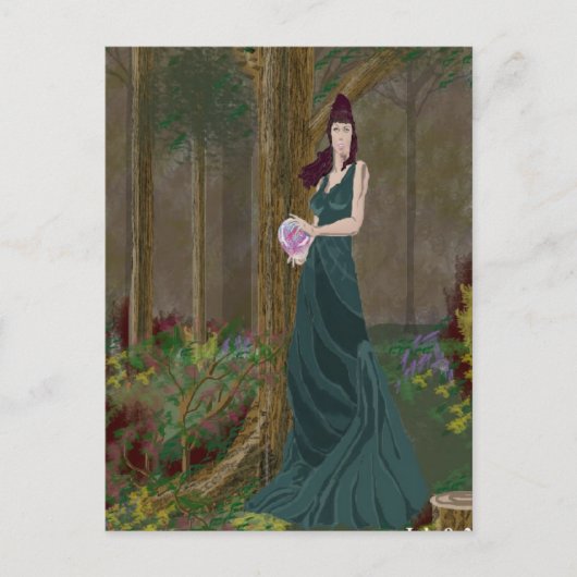 Lady in Forrest Green Dressはがき ポストカード (正面)