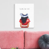 Lady in Red Dress Black Hair キャンバスプリント (インサイチュ (リビング))