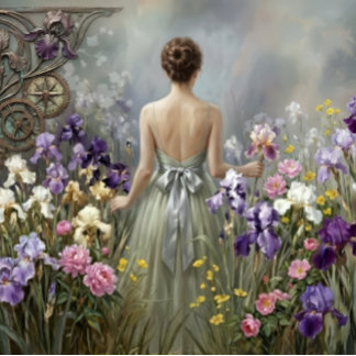 Lady in the purple meadow Decoupage ラッピングペーパーシート