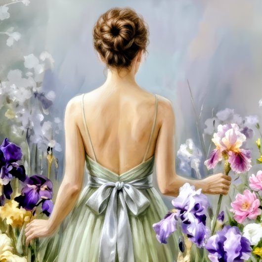 Lady in the purple meadow Decoupage  ラッピングペーパーシート