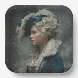 Lady in Winter ペーパープレート