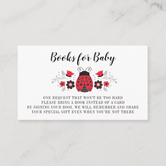 Lady Ladybugの赤ちゃんシャワー用ブック エンクロージャーカード (正面)