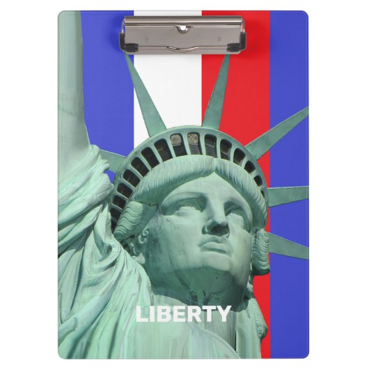 Lady Liberty on Blue Red White ストライプ Clipboard クリップボード (正面)