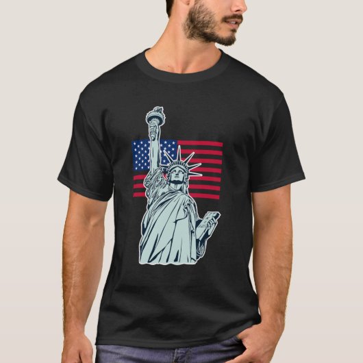 Lady Liberty T-Shirtのアメリカ国旗 Tシャツ (正面)