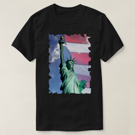 Lady Liberty USA旗Sky Clouds Of Liberty Tシャツ (デザイン正面)
