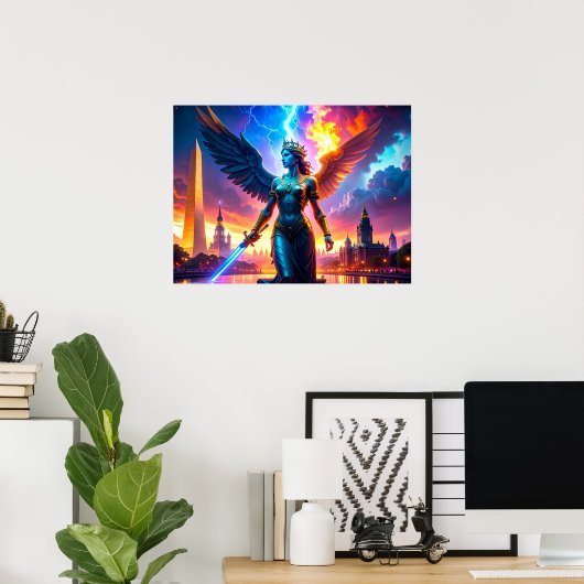 Lady Liberty Warrior Defender of Freedom Democracy ポスター (ホームオフィス)