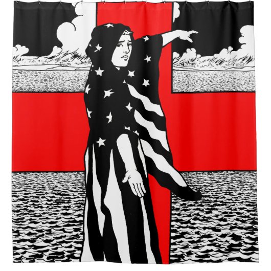 Lady Liberty WWI US Patriotic Poster 1918 シャワーカーテン (正面)